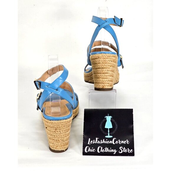 NWOB Vionic Women's Sabina Blue Strappy Wedge Espadrille Sandals Sz 8 037 - Picture 8 of 16